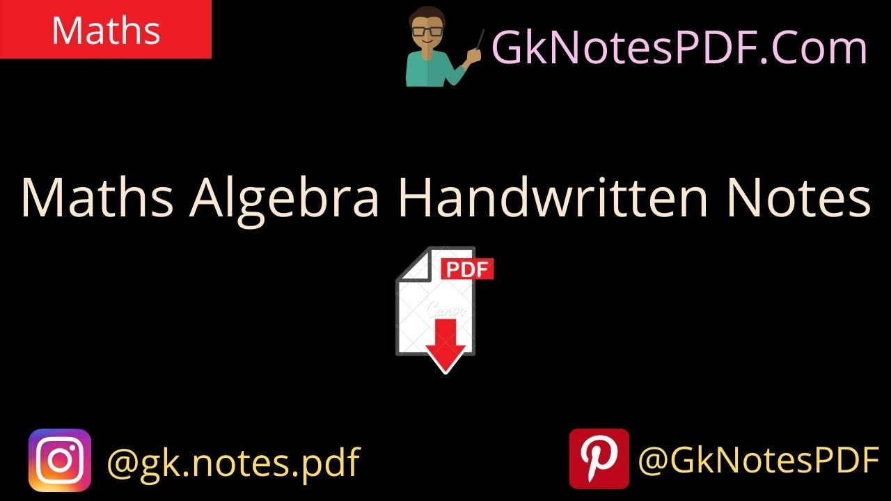 Maths Algebra Handwritten Notes in Hindi PDF Download