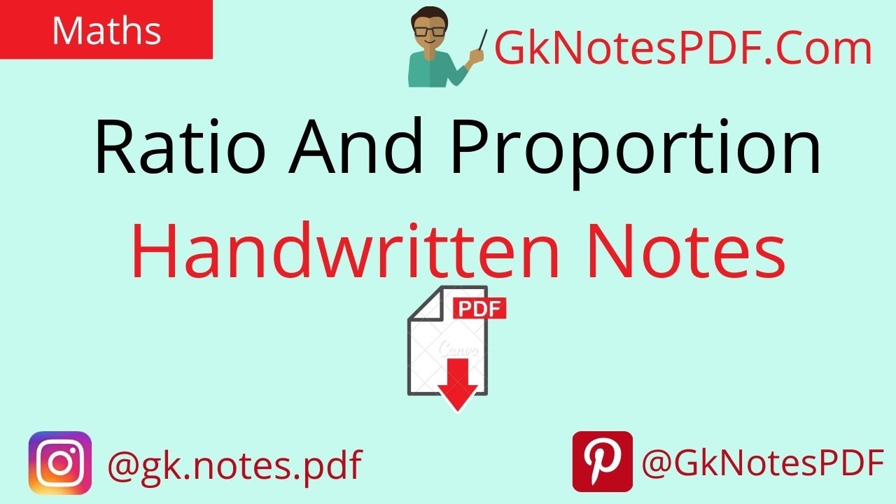 Ratio And Proportion Handwritten Notes PDF in Hindi