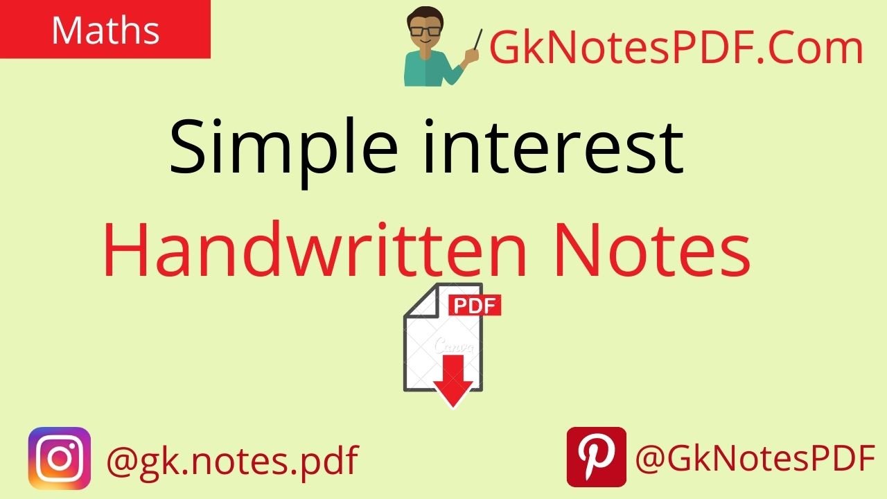 Simple interest Handwritten Notes in Hindi PDF