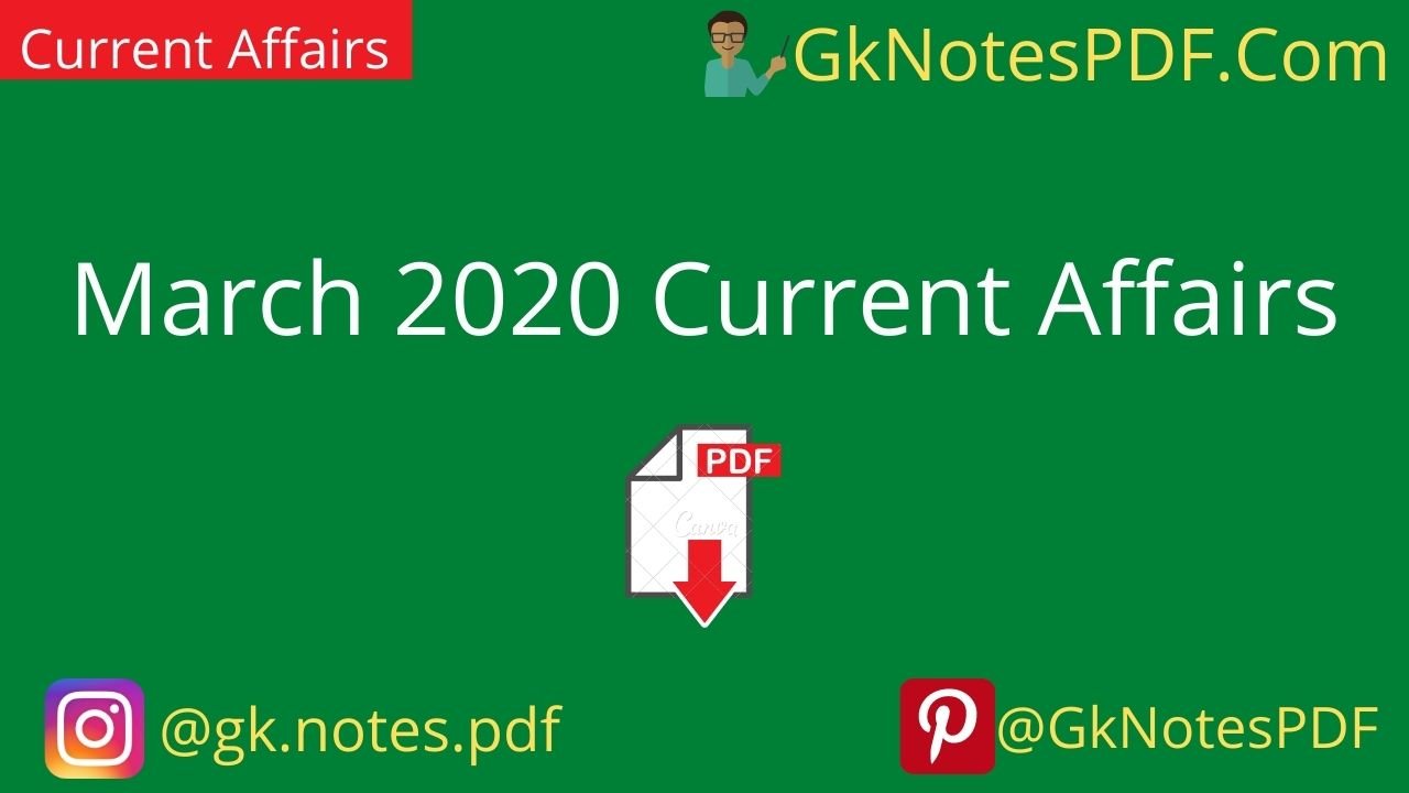 March 2020 Current Affairs PDF in Hindi ,