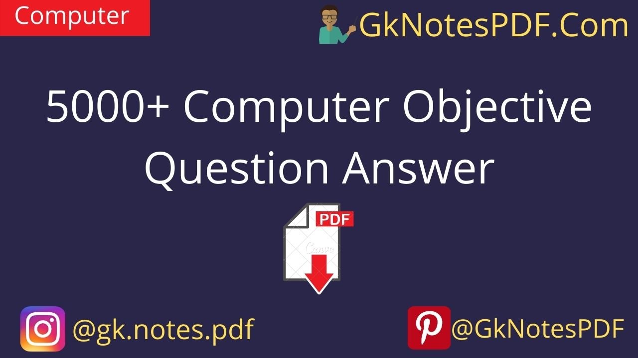Computer Objective Question Answer PDF in English