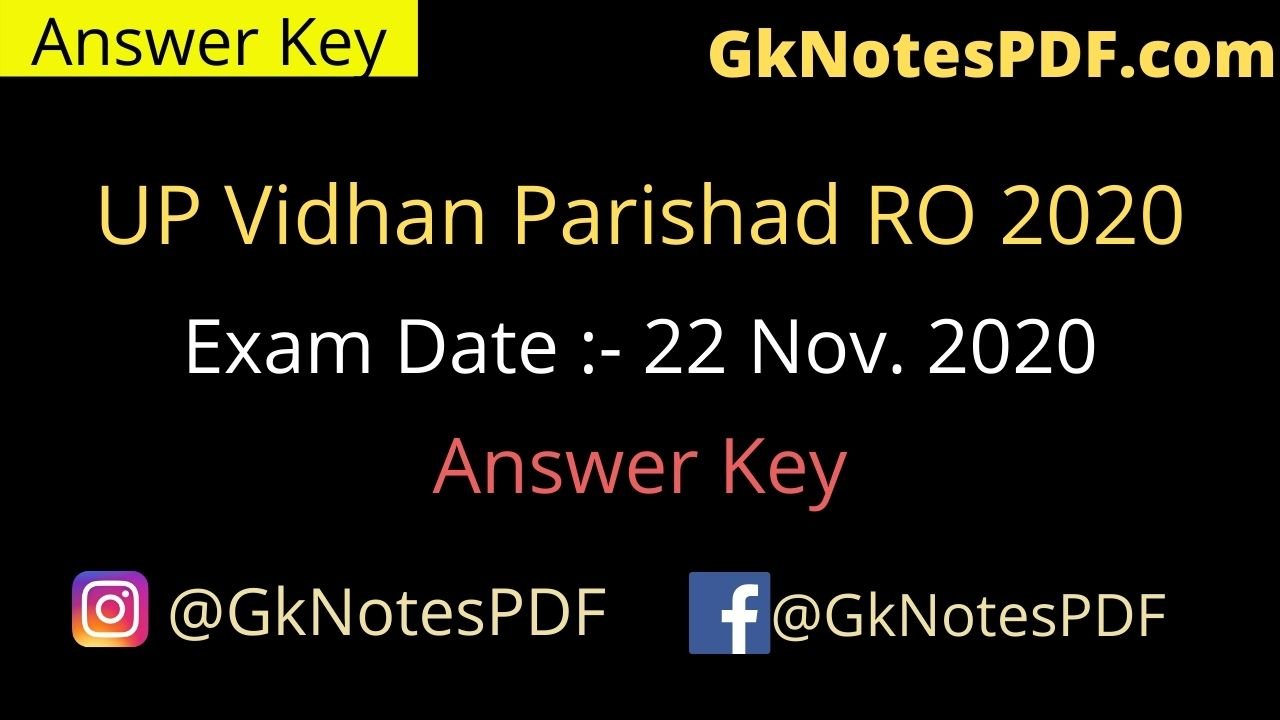 UP Vidhan Parishad RO 22 Nov. 2020 Answer Key