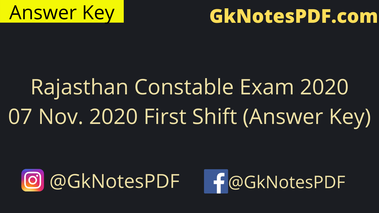 Rajasthan Constable Exam 07 Nov. 2020 First Shift
