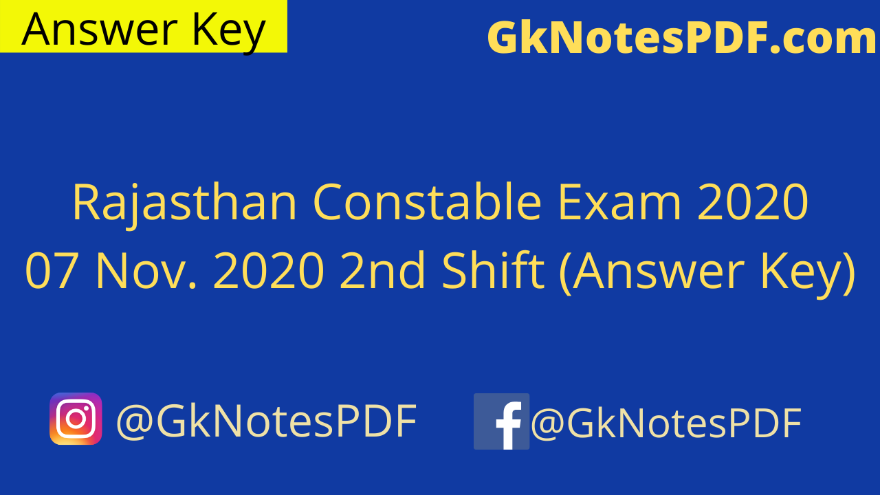Rajasthan Constable Exam 07 Nov. 2020 2nd Shift
