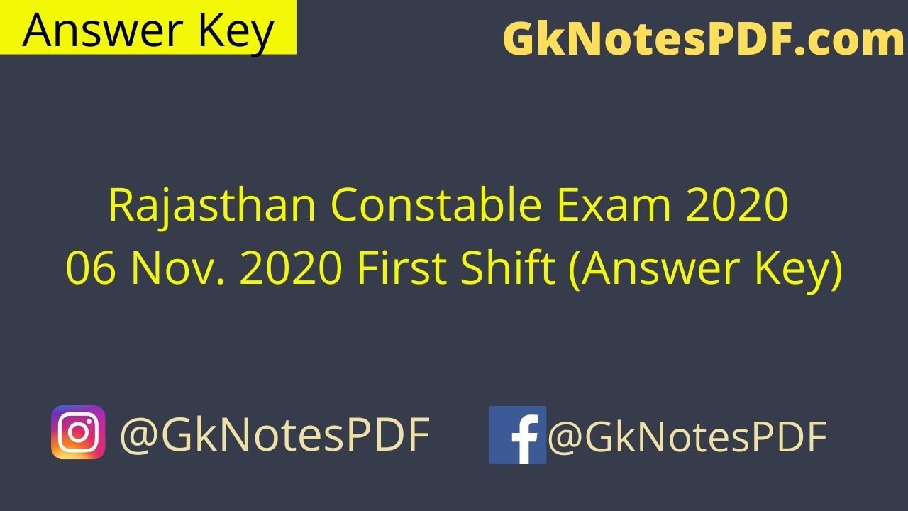 Rajasthan Constable Exam 06 Nov. 2020 First Shift