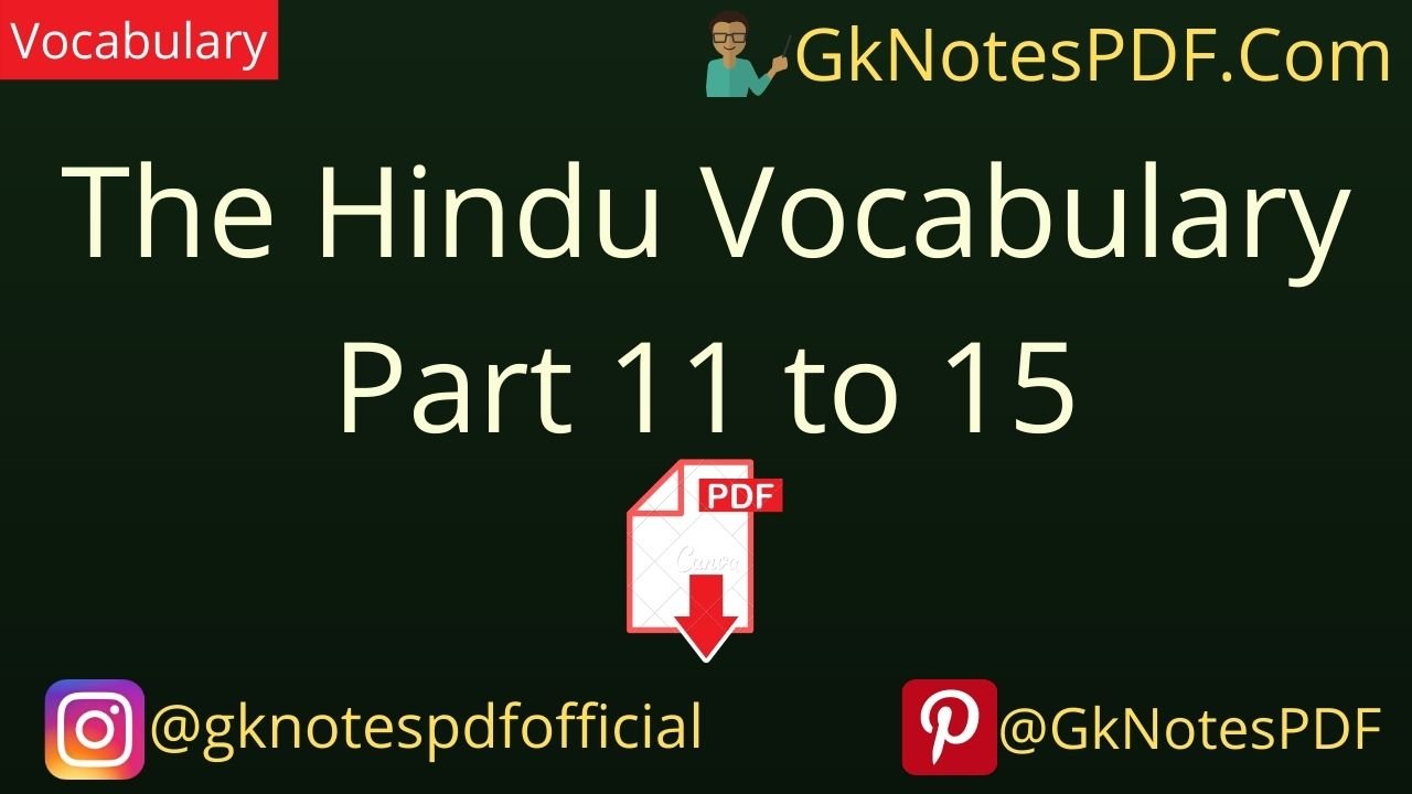 The Hindu Vocabulary PDF Download Hindi/English