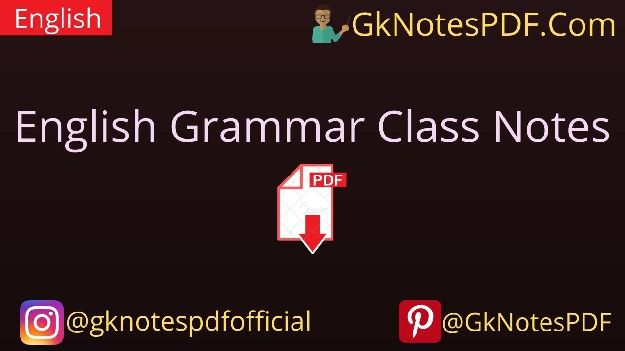 English Grammar Class Notes PDF