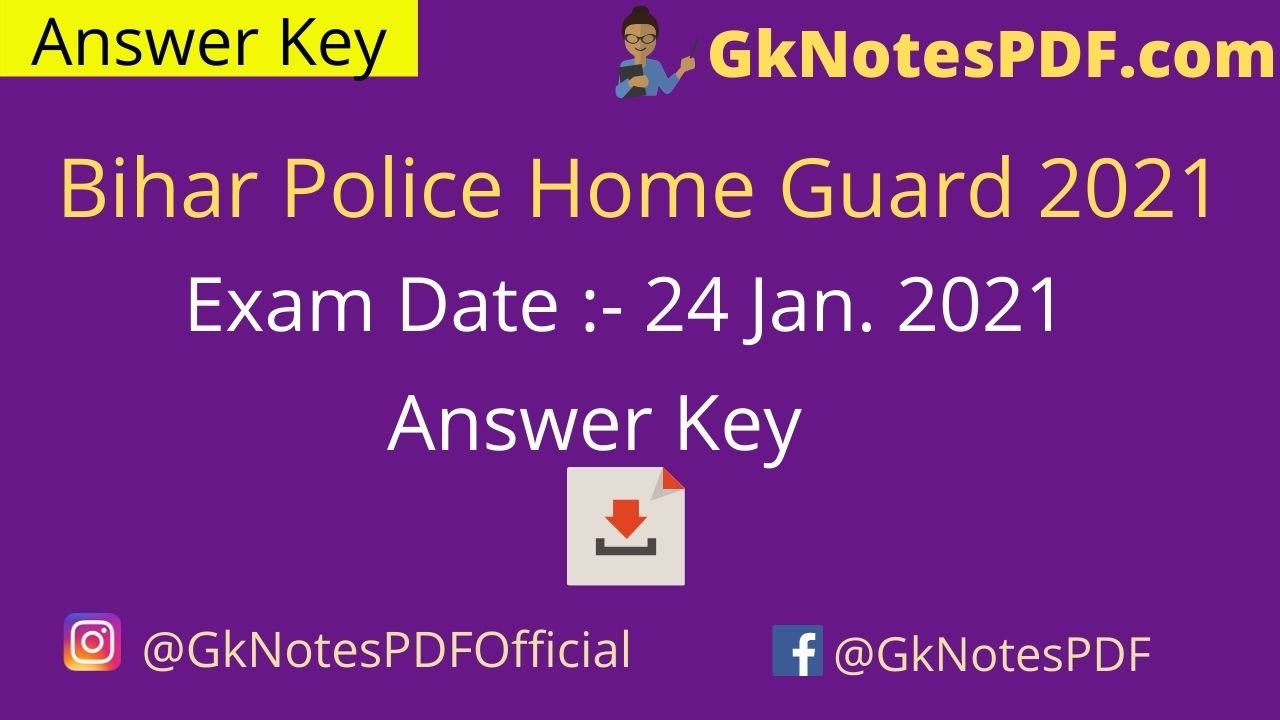 Bihar Police Home Guard Answer Key 2021
