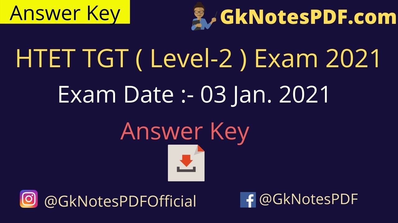 HTET TGT (Level-2) 3 January 2021 Exam Paper Answer Key
