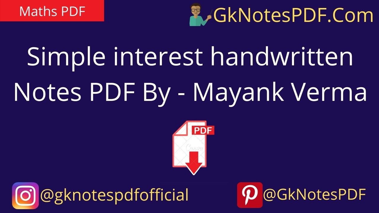 Simple interest handwritten Notes PDF