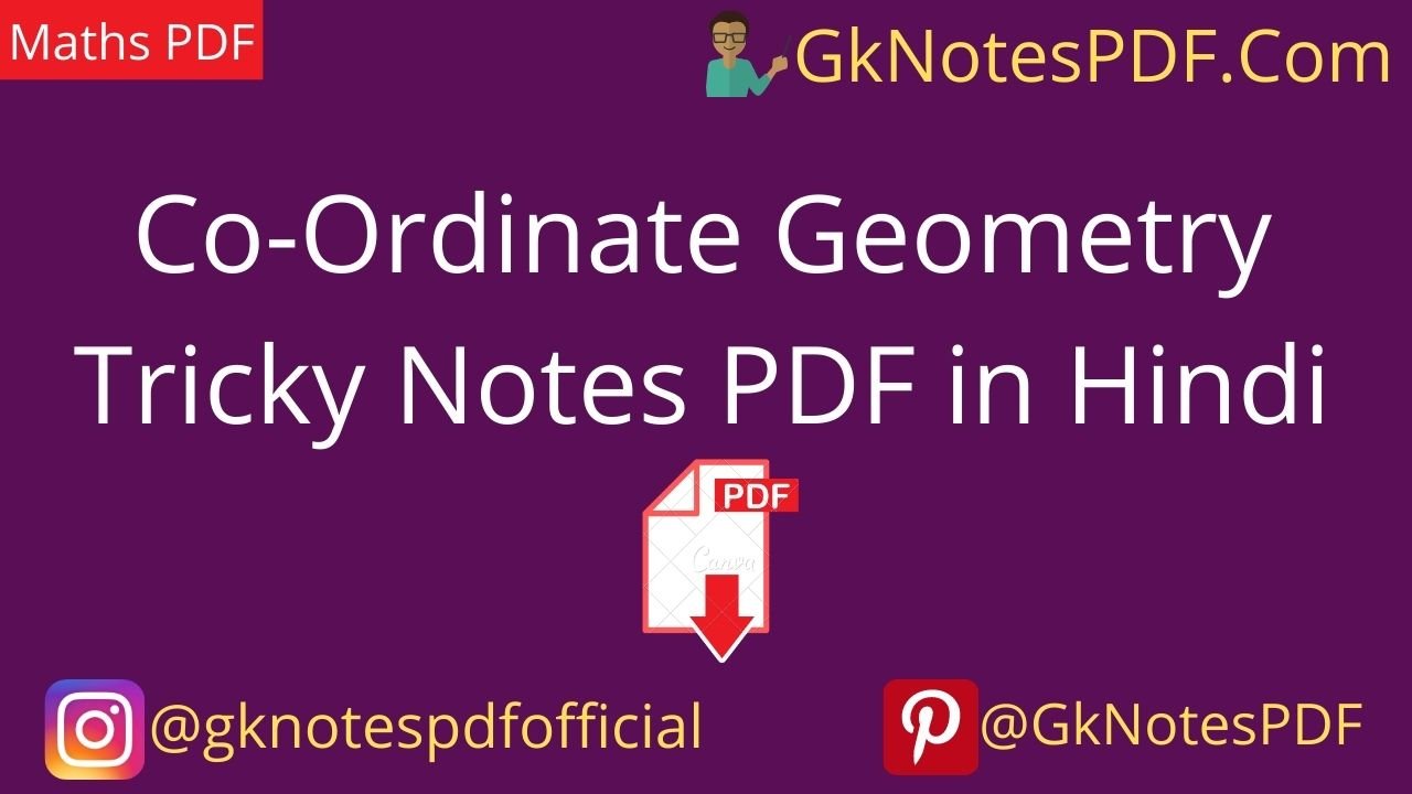 Co-Ordinate Geometry Tricky Notes PDF in Hindi