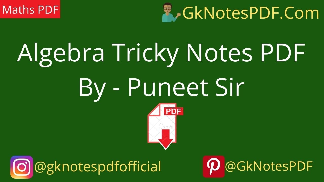 Algebra Tricks Notes PDF in Hindi