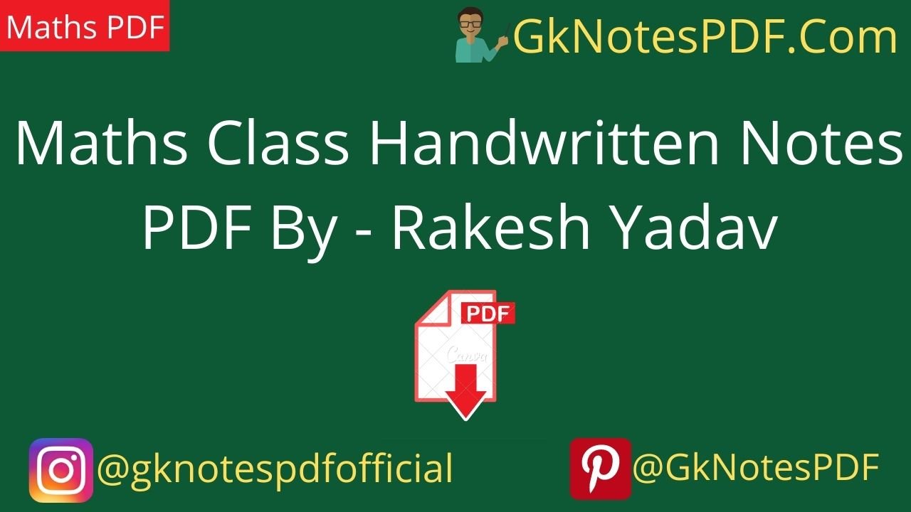Rakesh Yadav Class Notes Math PDF