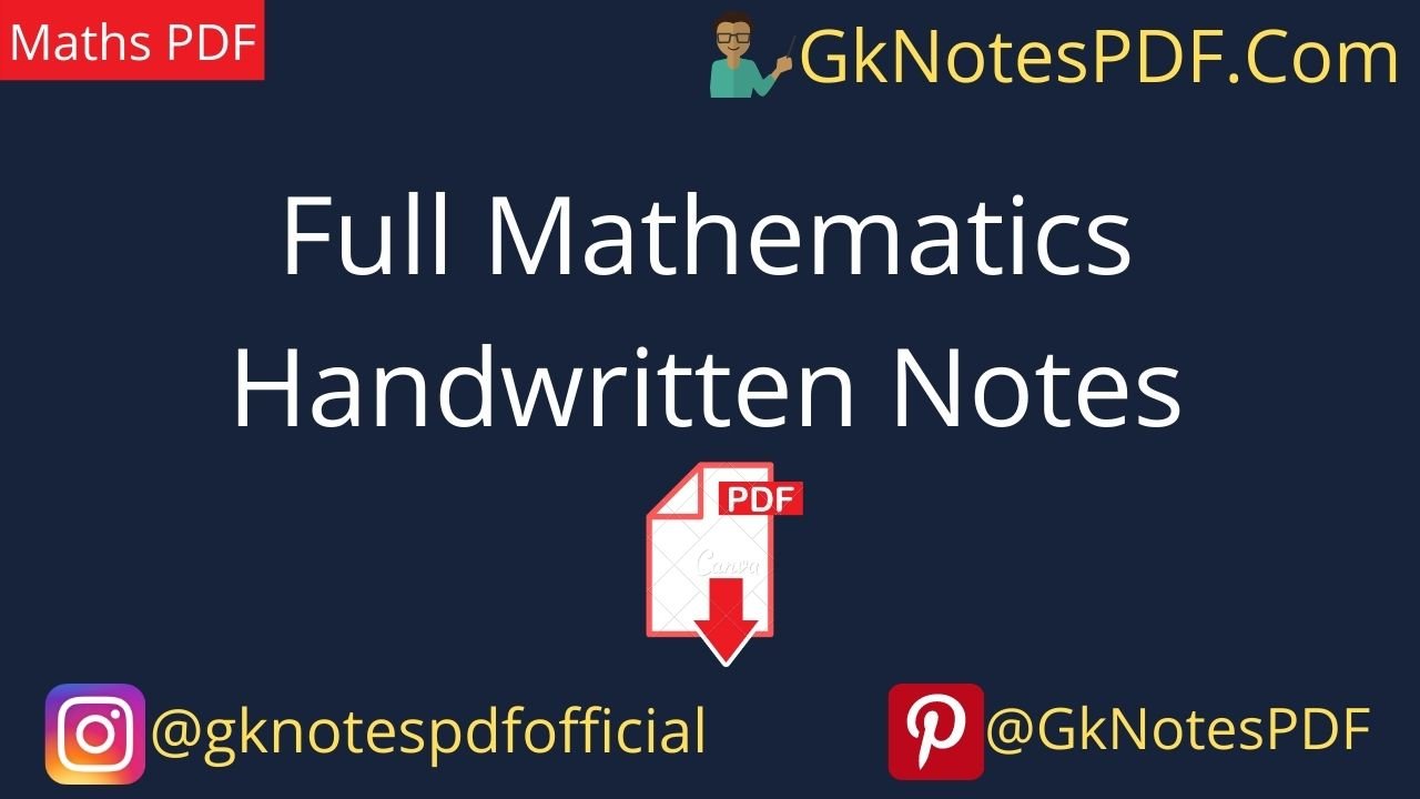 Full Mathematics Handwritten Notes in Hindi PDF