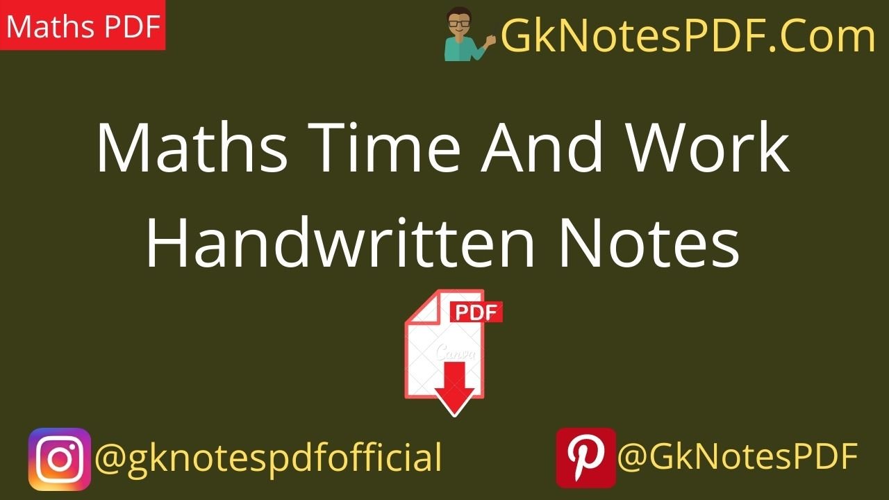 Maths Time And Work Handwritten Notes PDF