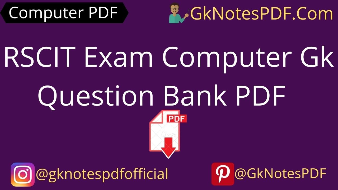 RSCIT Exam Computer Gk Question Bank PDF