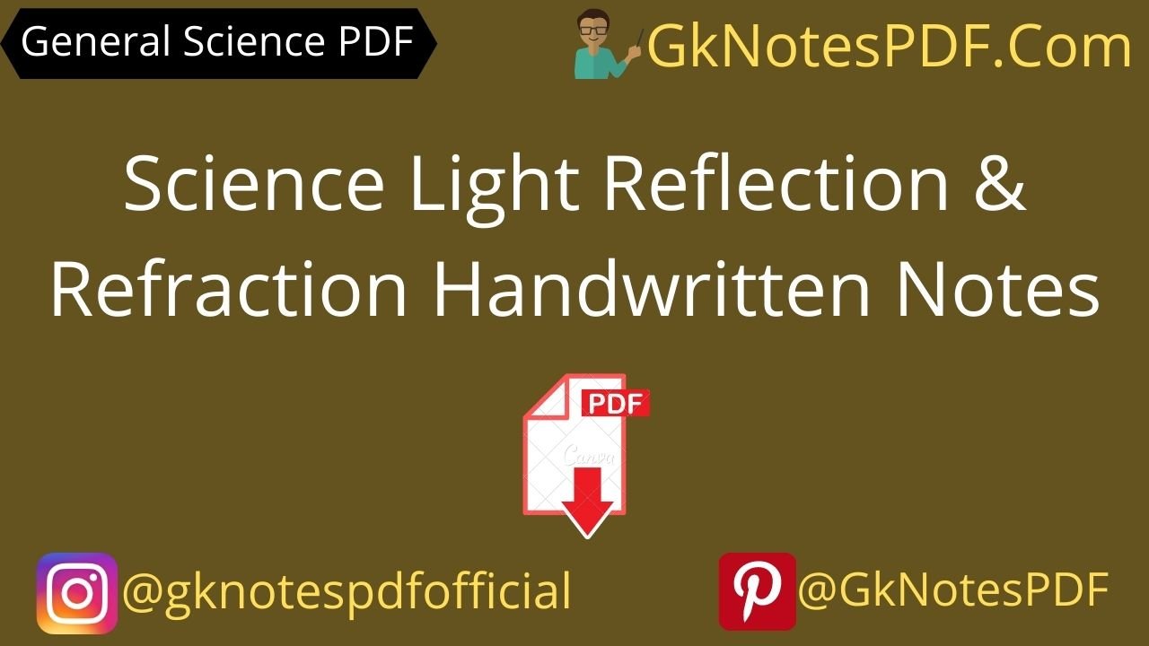Science Light Reflection & Refraction pdf in hindi