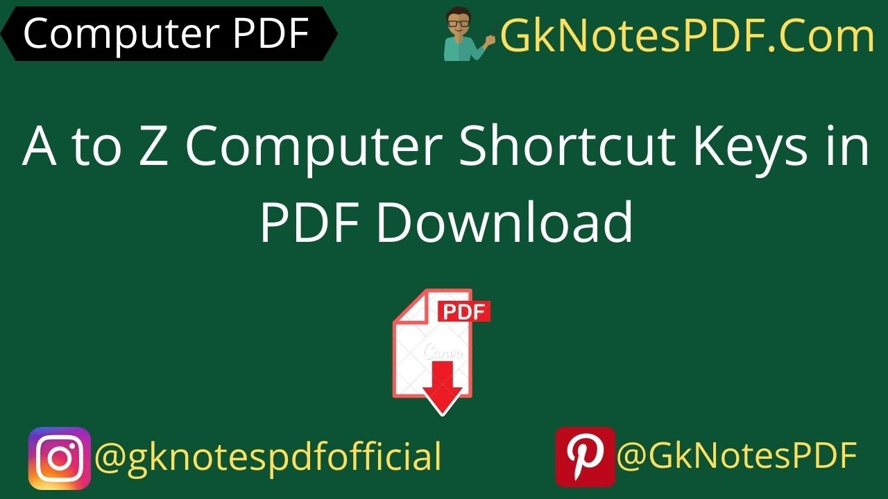 A to Z Computer Shortcut Keys in PDF Download