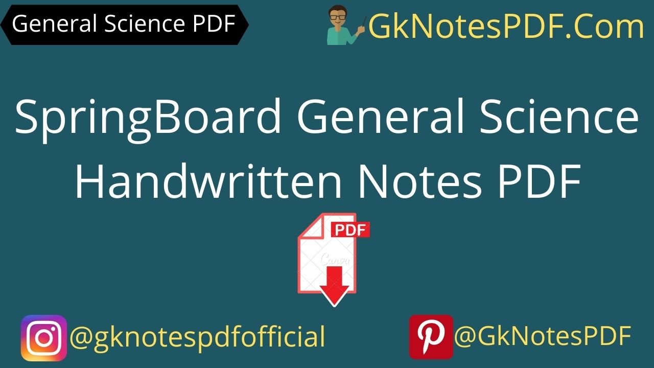 SpringBoard General Science Handwritten Notes PDF in Hindi