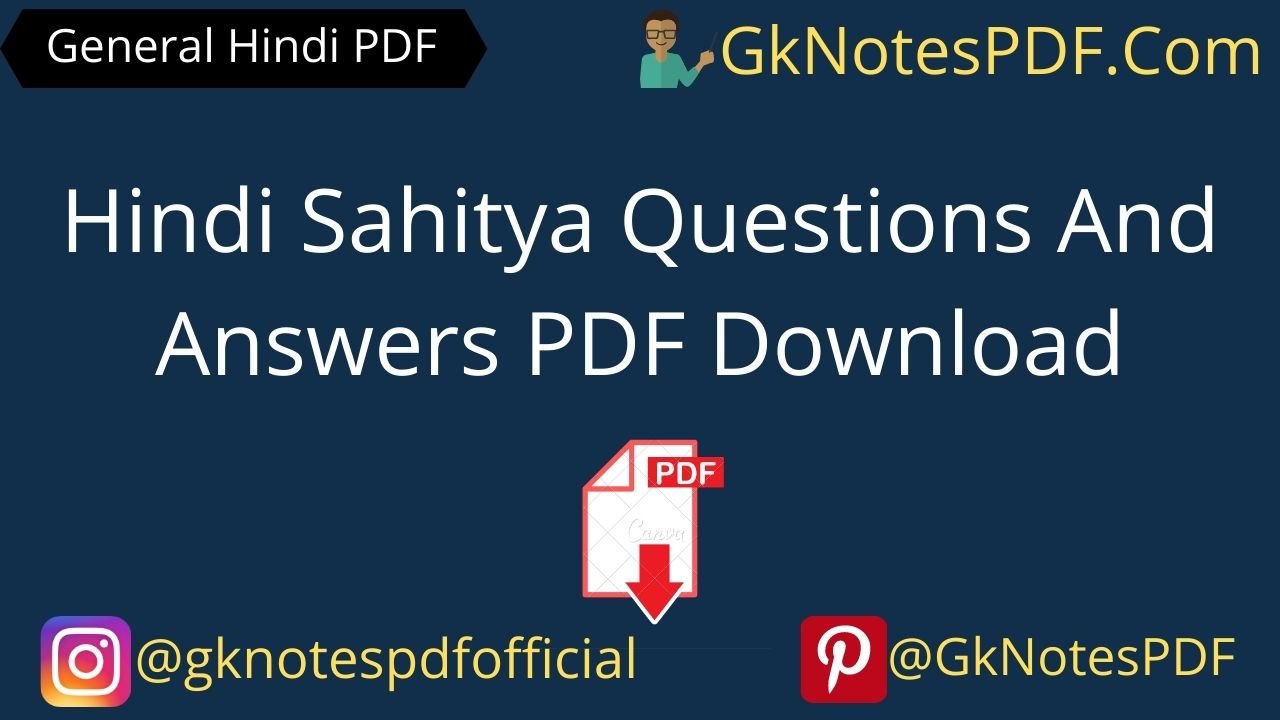 1000+ Hindi Sahitya Questions And Answers PDF
