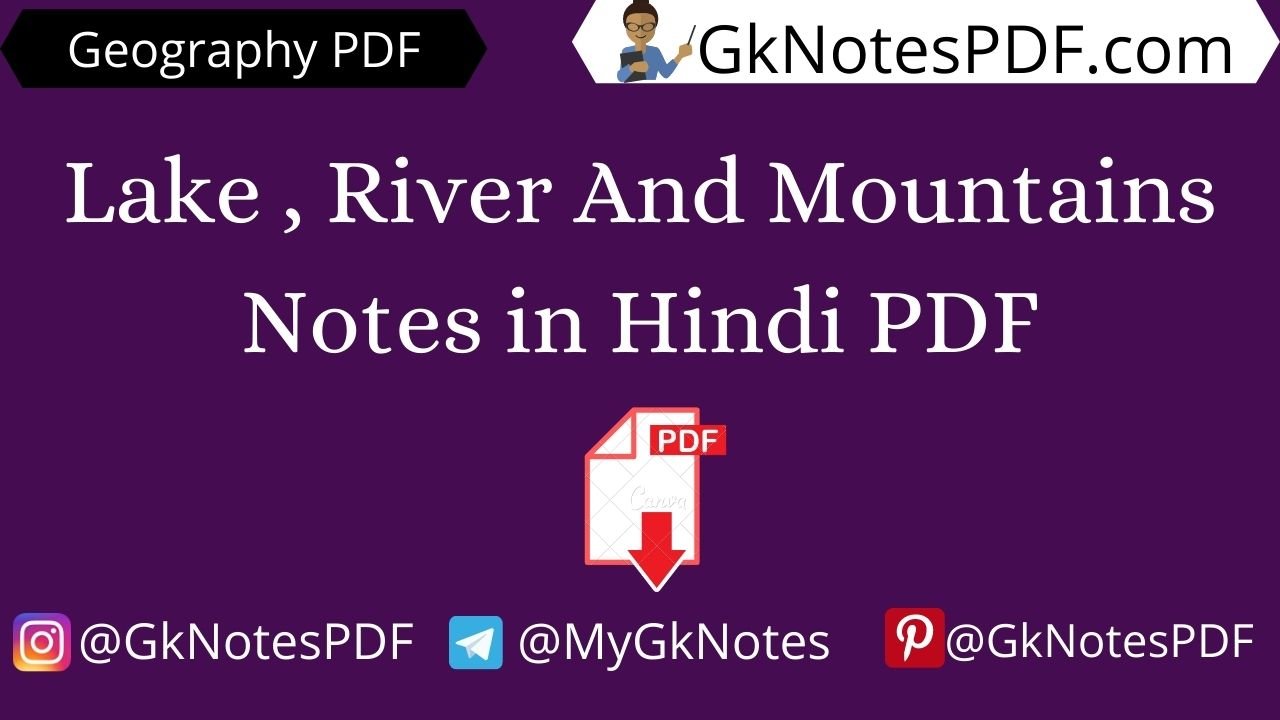 Lakes,rivers, mountains,passes, of india in hindi PDF
