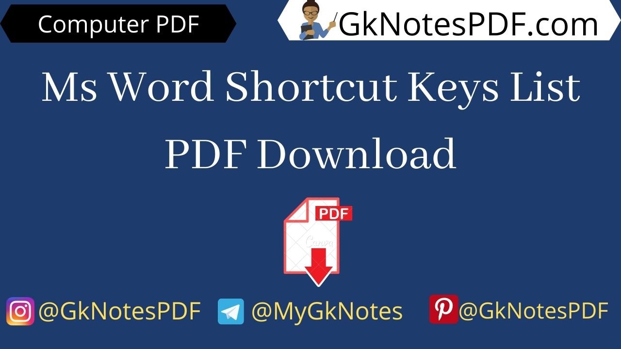 Ms Word Shortcut Keys List PDF
