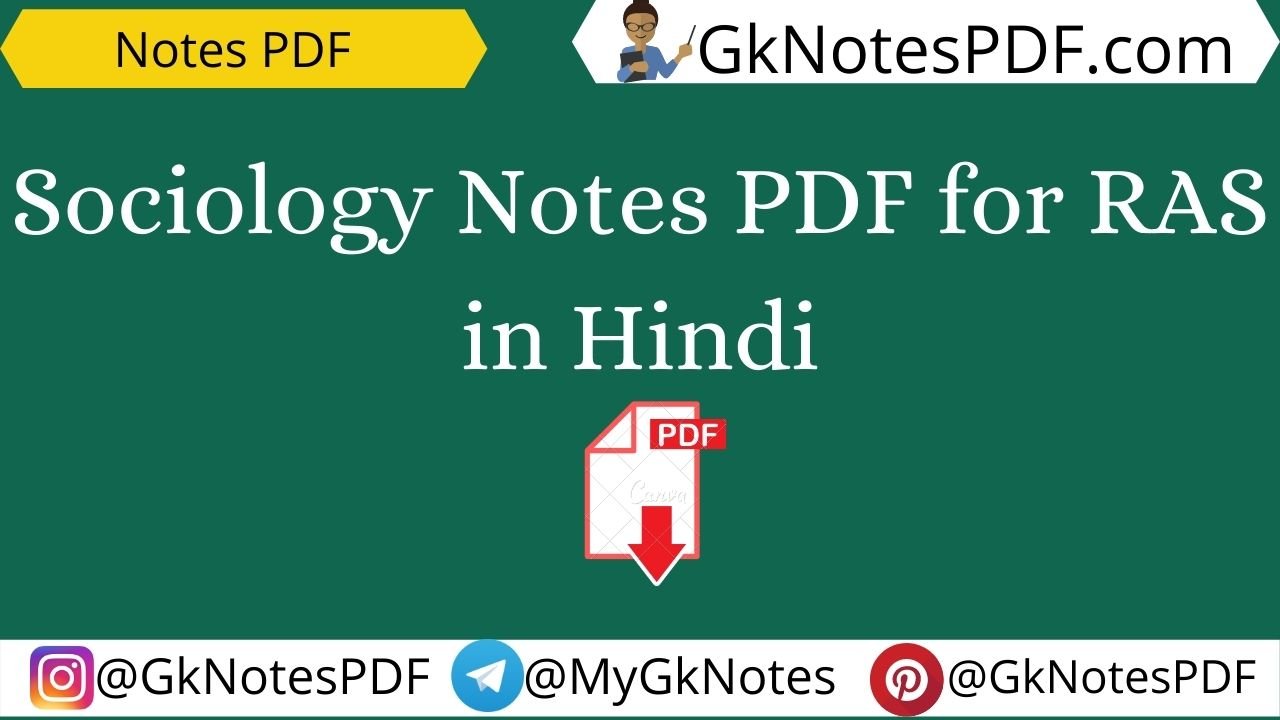 Sociology Notes PDF for RAS in Hindi