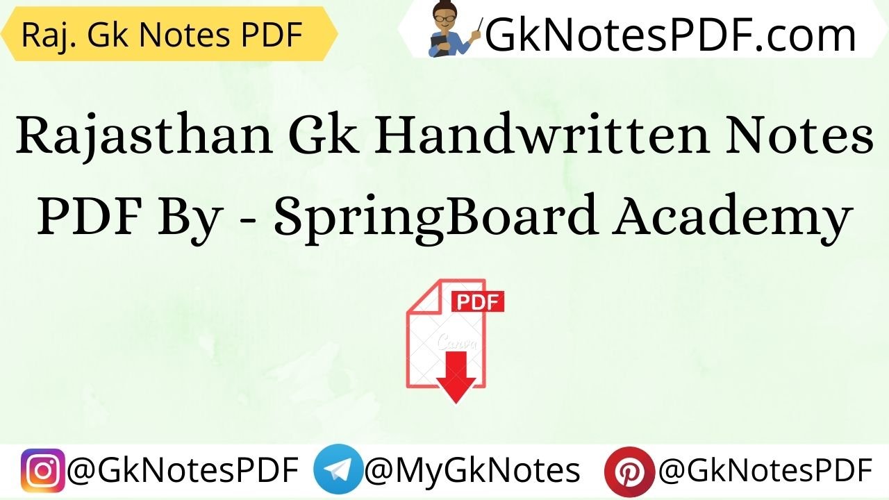 Rajasthan Gk Handwritten Notes PDF