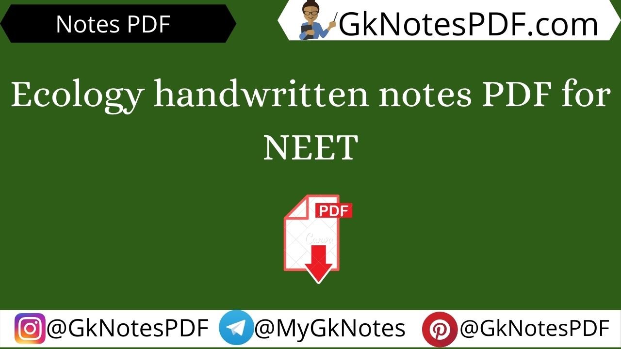 Ecology handwritten notes PDF for NEET