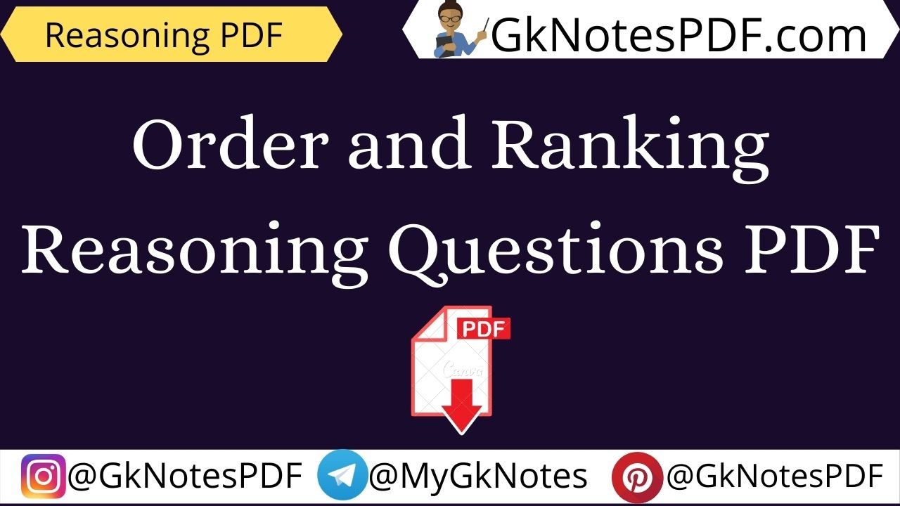 Order and Ranking Reasoning Questions PDF