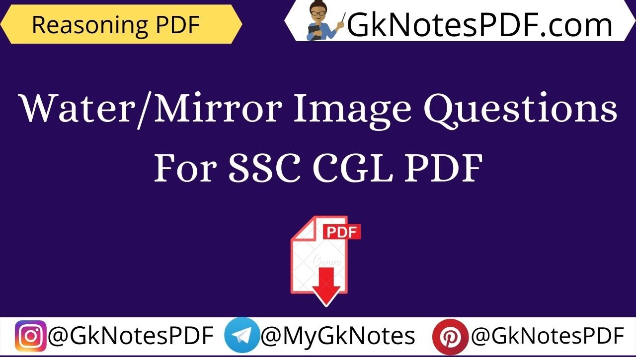 Water/Mirror Image Questions For SSC CGL PDF