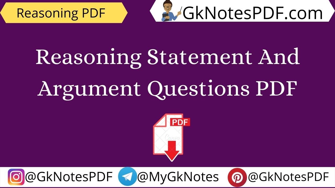 Reasoning Statement And Argument Questions PDF