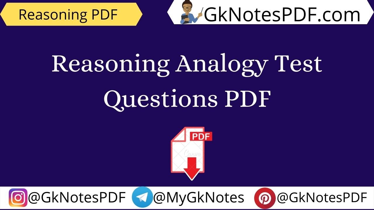 Reasoning Analogy Test Questions PDF