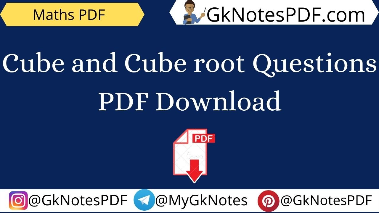 Cube and Cube root Questions PDF