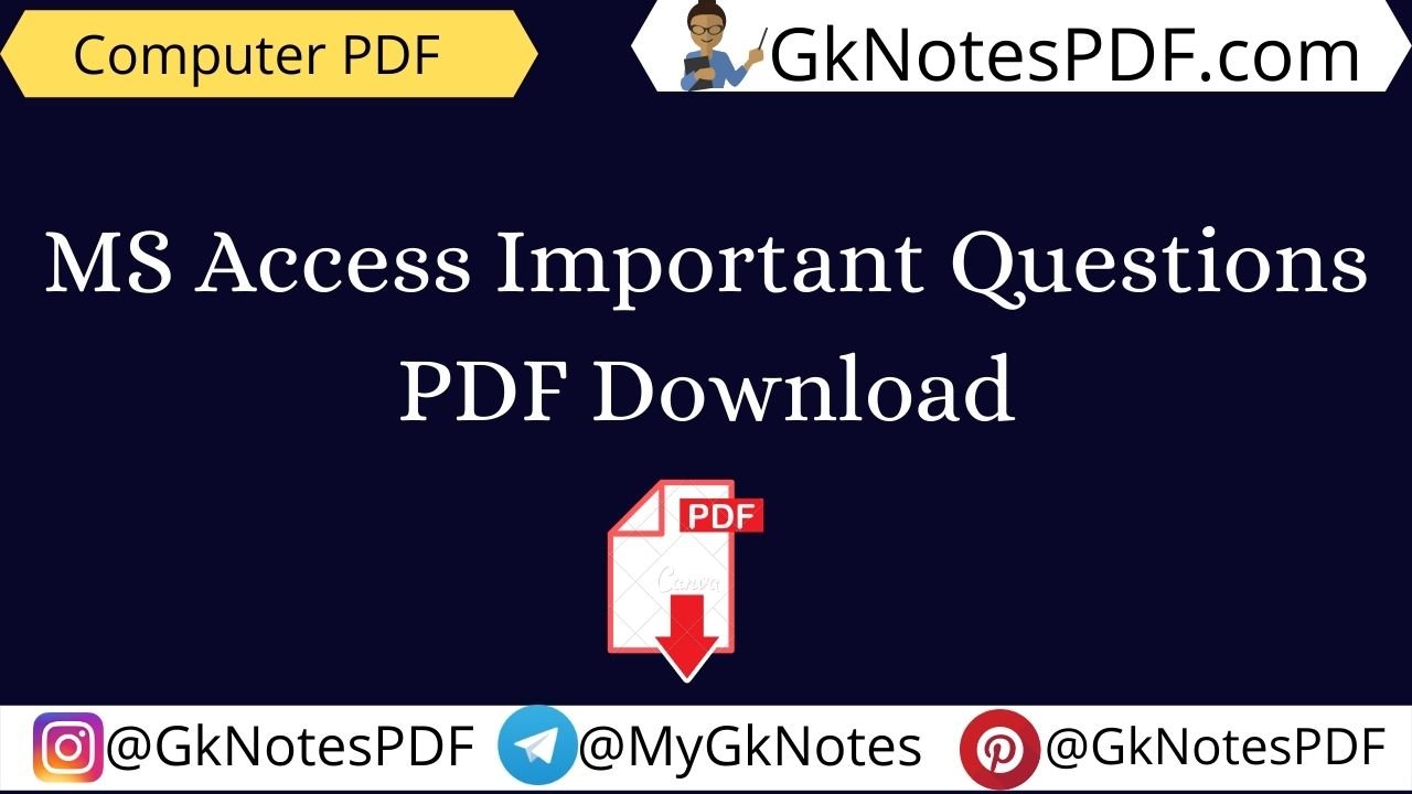 MS Access Important Questions PDF