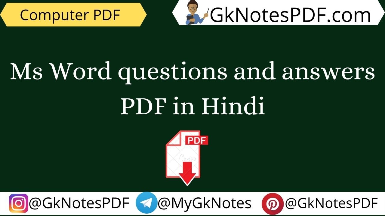 Ms Word questions and answers PDF