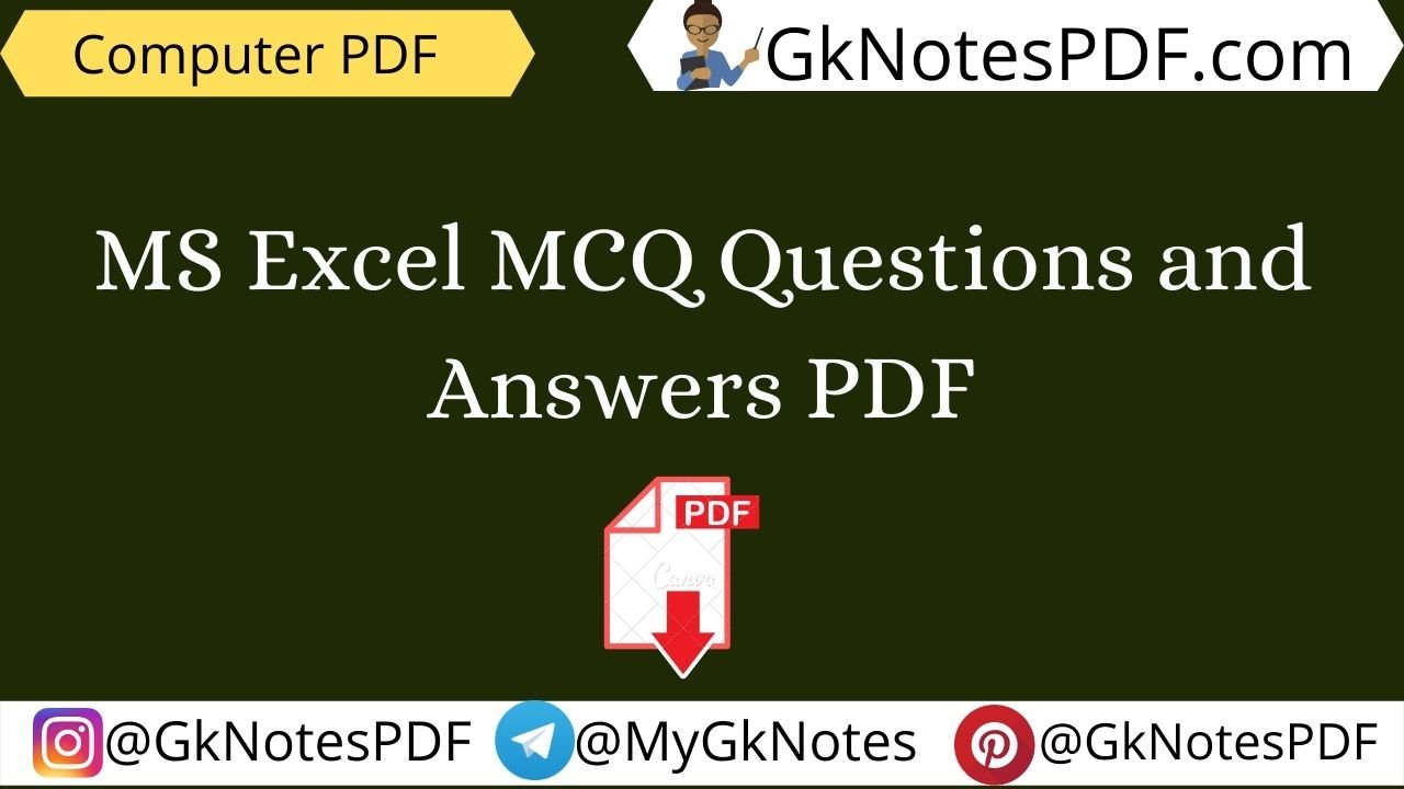 MS Excel MCQ Questions and Answers PDF