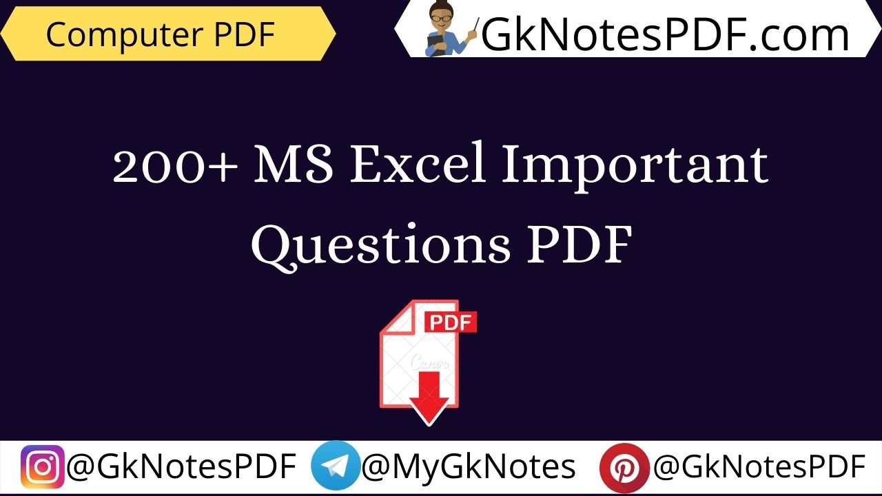 Microsoft Excel Objective questions and answers pdf