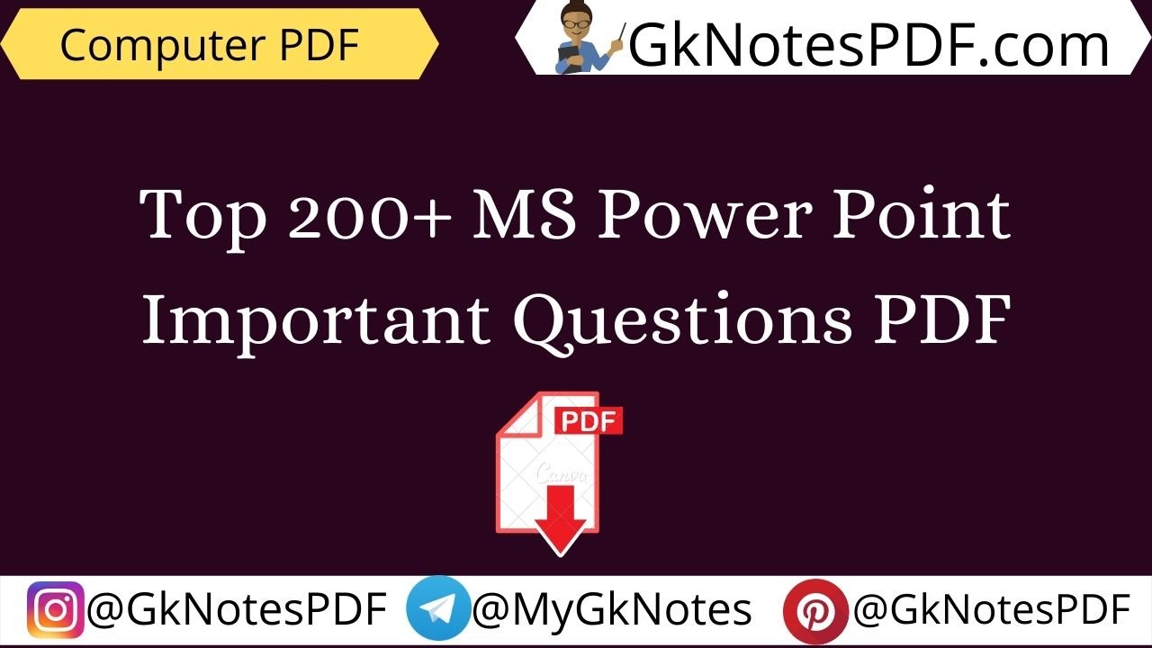 MS Powerpoint Questions Answers MCQ Download PDF