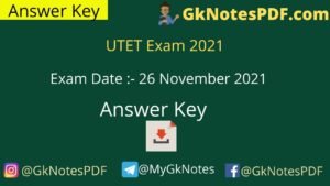 UTET Exam 26 Nov. 2021 Answer Key PDF