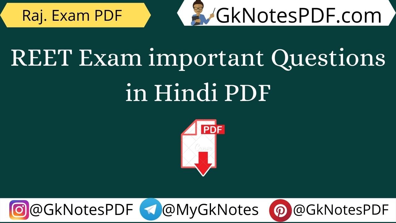 REET Exam important Questions in Hindi PDF