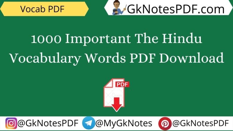 1000 Important The Hindu Vocabulary Words PDF
