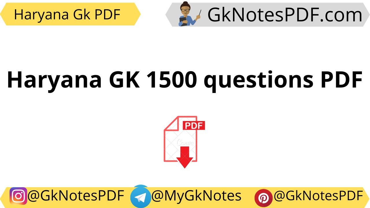 Haryana GK 1500 questions PDF