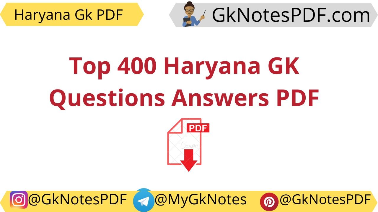 400 Haryana GK One Liner Questions in Hindi PDF