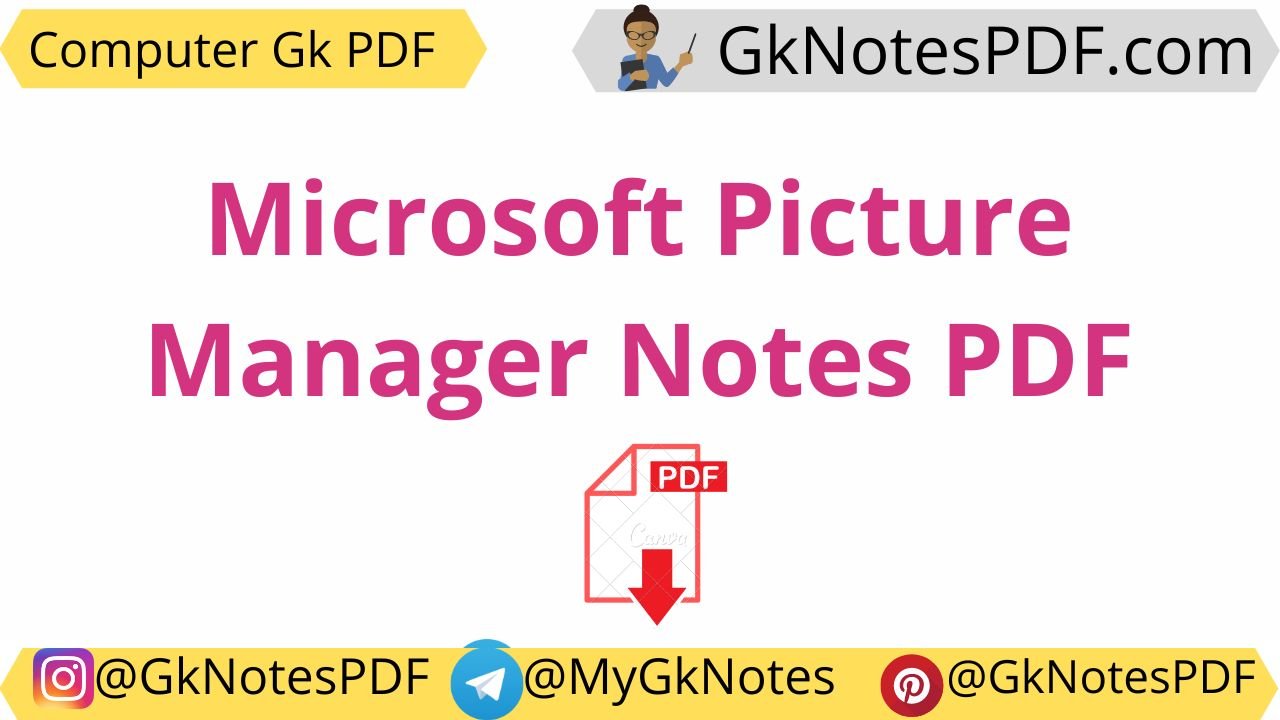 MS Picture Manager Notes PDF in Hindi