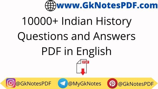 Indian History Questions and Answers PDF