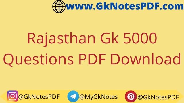 Rajasthan Gk 5000 Questions PDF Download