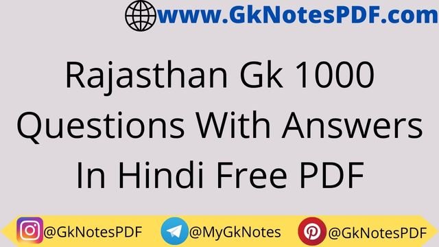 Rajasthan Gk 1000 Questions With Answers In Hindi
