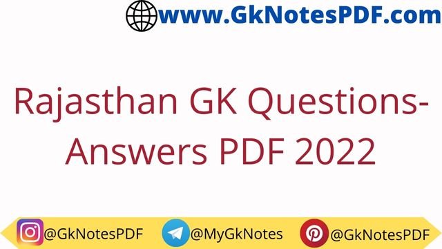 Rajasthan GK Questions-Answers PDF 2022