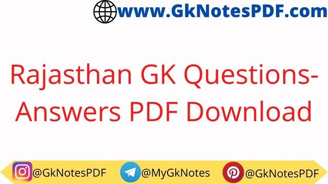 Rajasthan GK Questions PDF For REET Exam